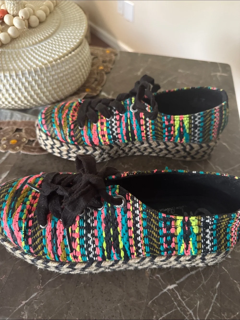 Circus by Sam Edelman Multicolor Woven Lace-Up Espadrilles size 8M